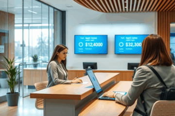 Person holding a smartphone showing a banking app with quick loan approval.