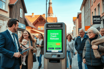 Nauda tiek atbrīvota minūtēs, simbolizējot tūlītēju finanšu risinājumu.