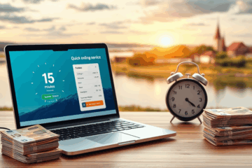 Grafiska ilustrācija, kas attēlo ātrā tiešsaistes aizdevuma pieteikumu procesu ar analīzi