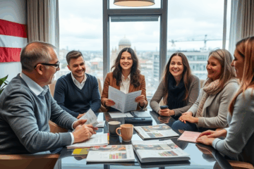 Attēls ar cilvēkiem, kas apspriež finanšu risinājumu iespējas