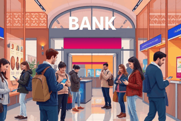 Attēls demonstrē raitu naudas plūsmu bankā bez birokrātijas.