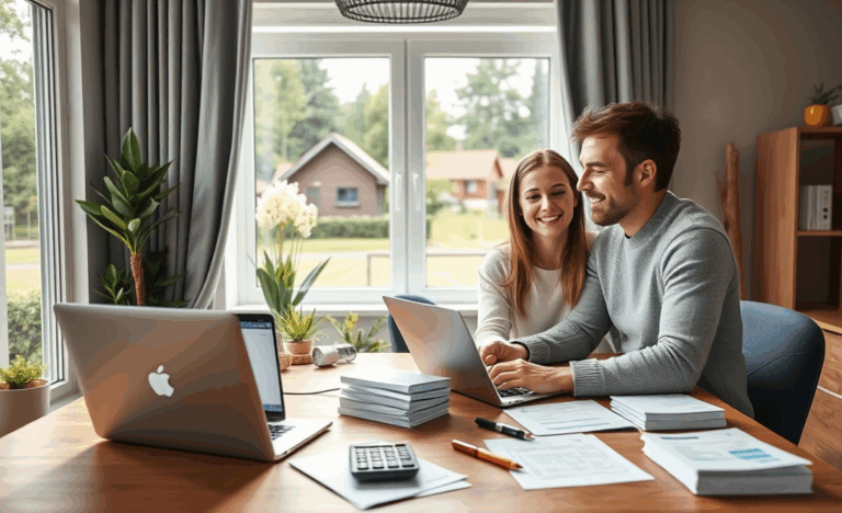 Attēls parāda cilvēku, kas priecīgi skatās uz klēpjdatoru ekrānu, pieteikdamies ātrajam kredītam internetā.
