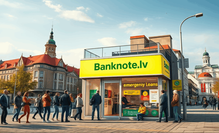 Attēls parāda Banknote.lv piedāvājumus kredītiem ārkārtas situācijām.