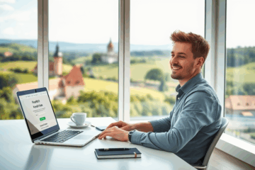 Personas ar portatīvo datoru, izvēloties online kredītu ar Kredits7.